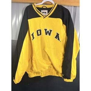 Iowa Hawkeyes 58 Sports Windbreaker Jacket Black Gold Mens M Pullover